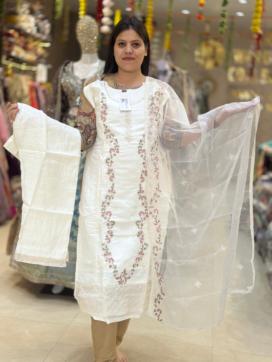 PREMIUM SILK WITH EMBROIDED AND PEARL WORK