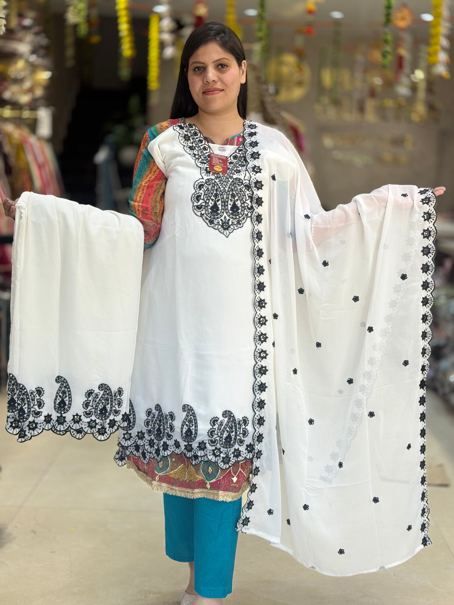 THREAD WORK PREMIUM GEORGET CO-ORD SET WITH DUPATTA P8BL0001(BF)
