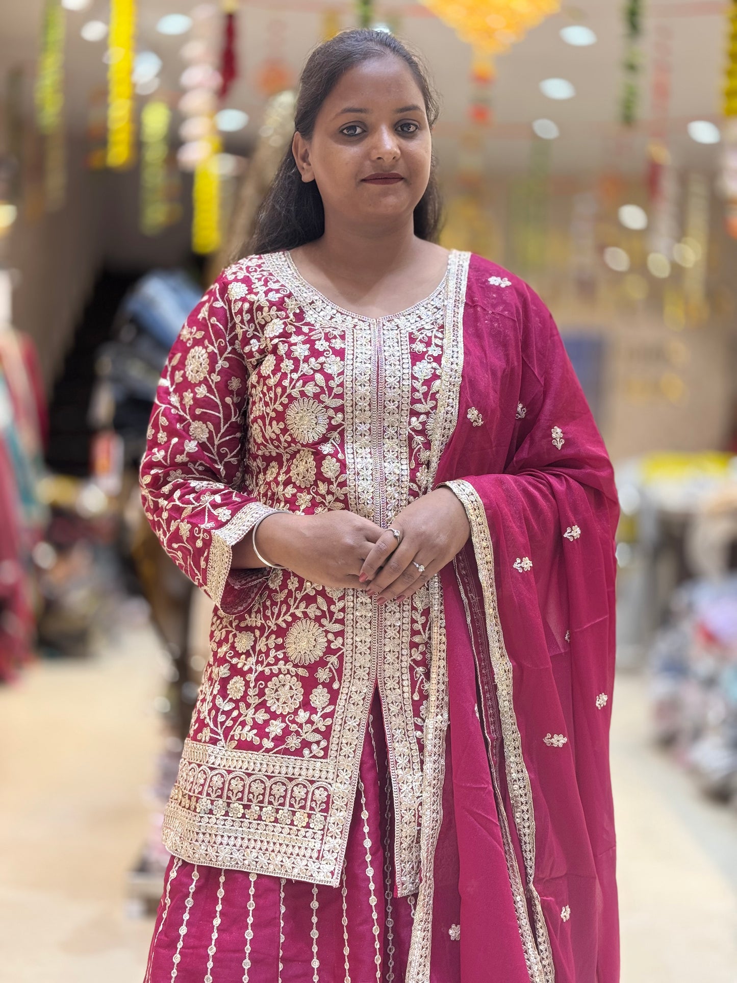 PURE CHINON TIILLA AND THREAD WOTK WITH LEHNGA
