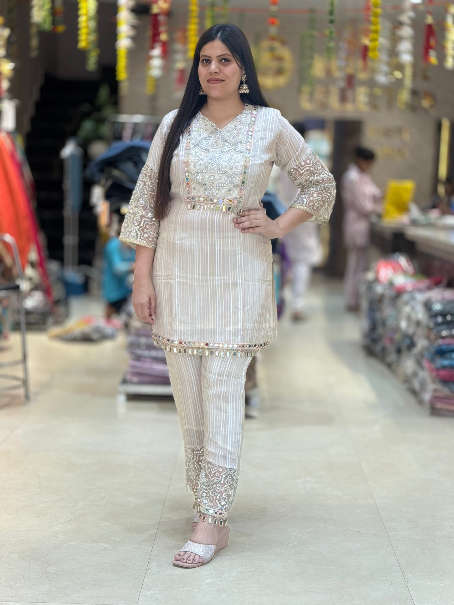 RUSSIAN SILK ORIGNAL MIRROR PAKISTANI DESIGNER CORDSET