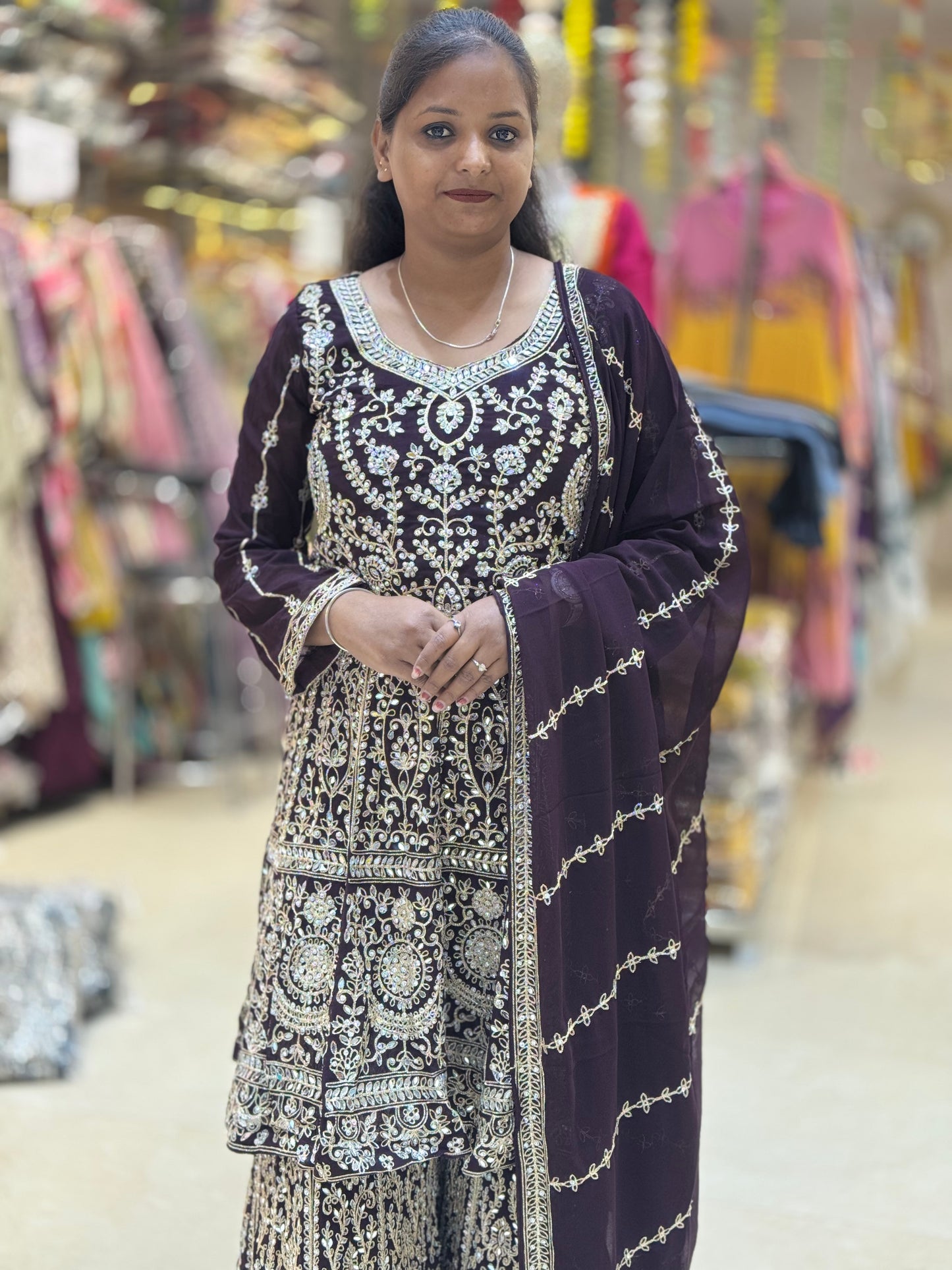 WEDING WERA FUL MIRROR AND ZARI WORK  WITH HEAVY SHRARA SUIT