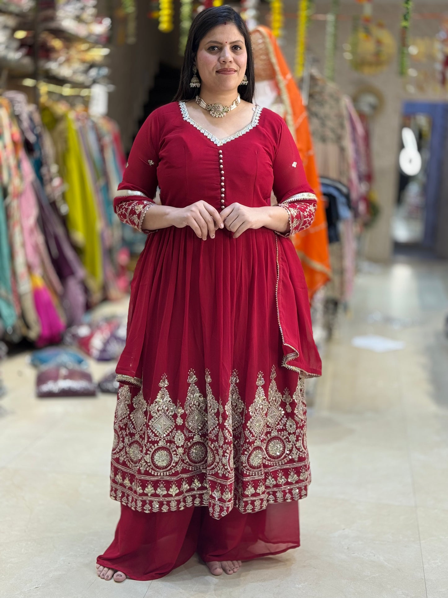 PURE GEORGET LONG LENGTH TILLA AND SIPI WORK ANARKALI