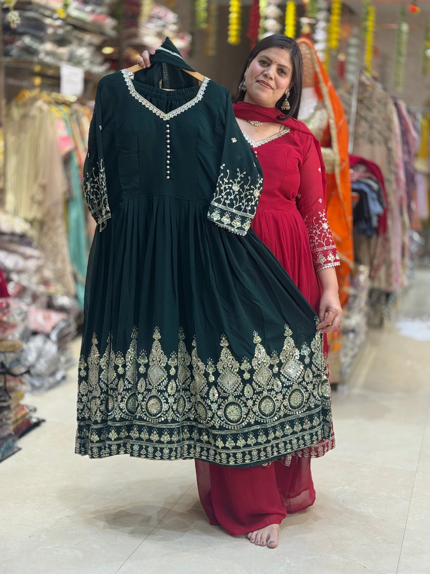 PURE GEORGET LONG LENGTH TILLA AND SIPI WORK ANARKALI