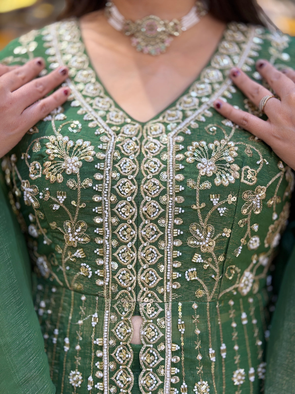 FRONT CUT DESIGN ANARKALI WITH JAFFA