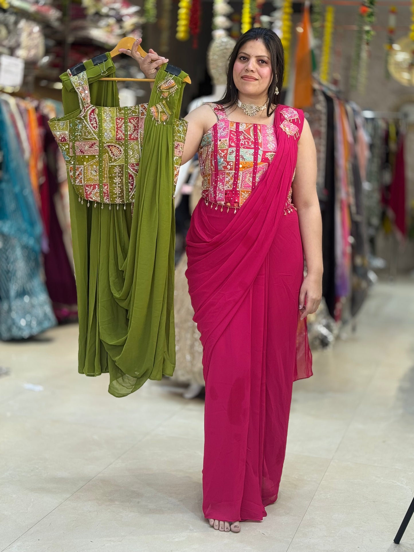 PURE SILK AND GEORGET BEAUTIFUL PEARL AND TILLA WORK PARTY WEAR SARE