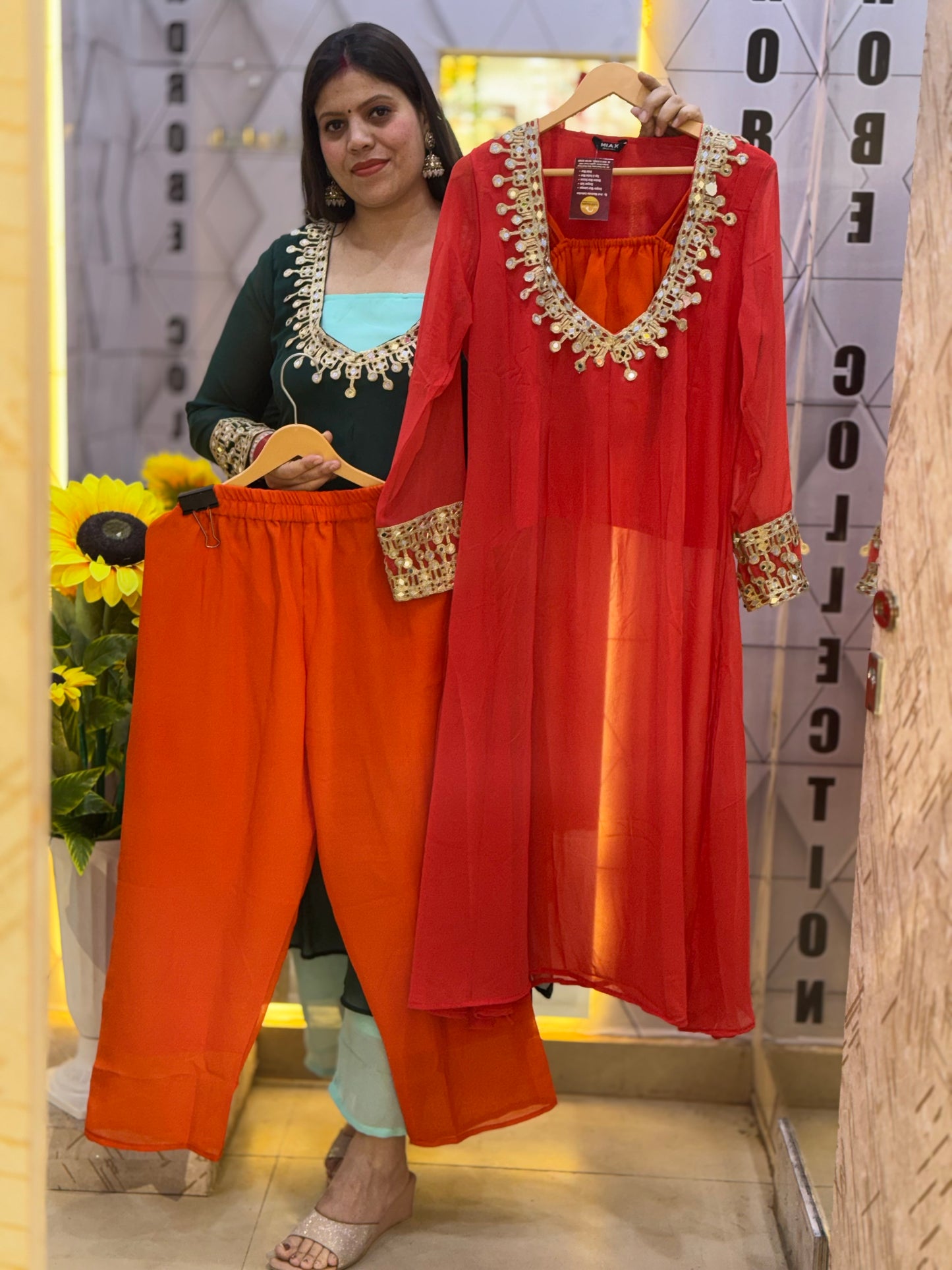 BEAUTIFUL LONG SHIRT NECK DESIGN DUEL CORDSET