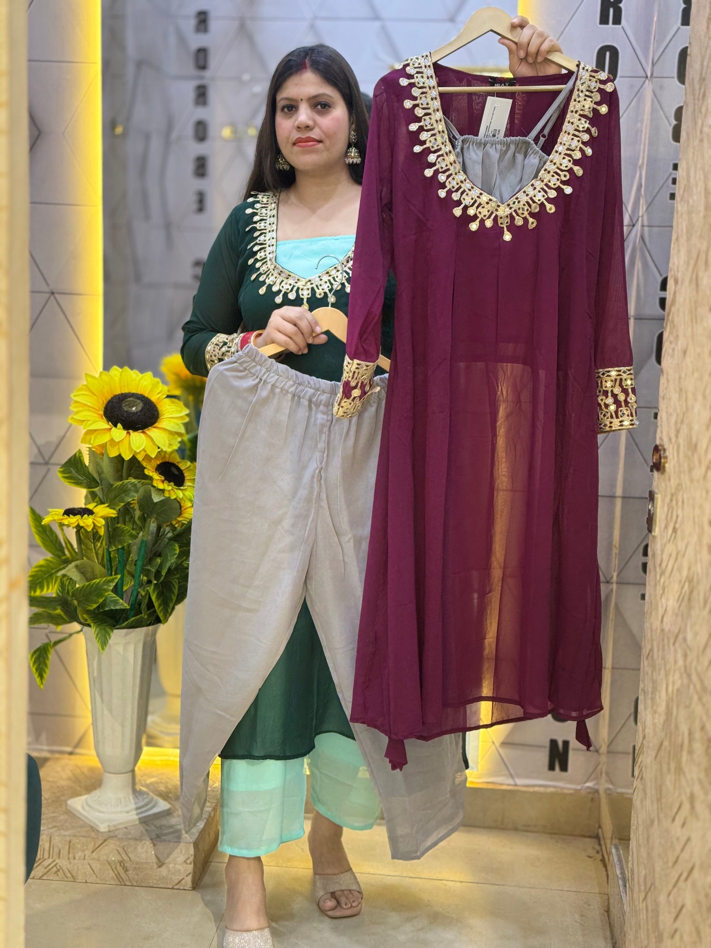 BEAUTIFUL LONG SHIRT NECK DESIGN DUEL CORDSET