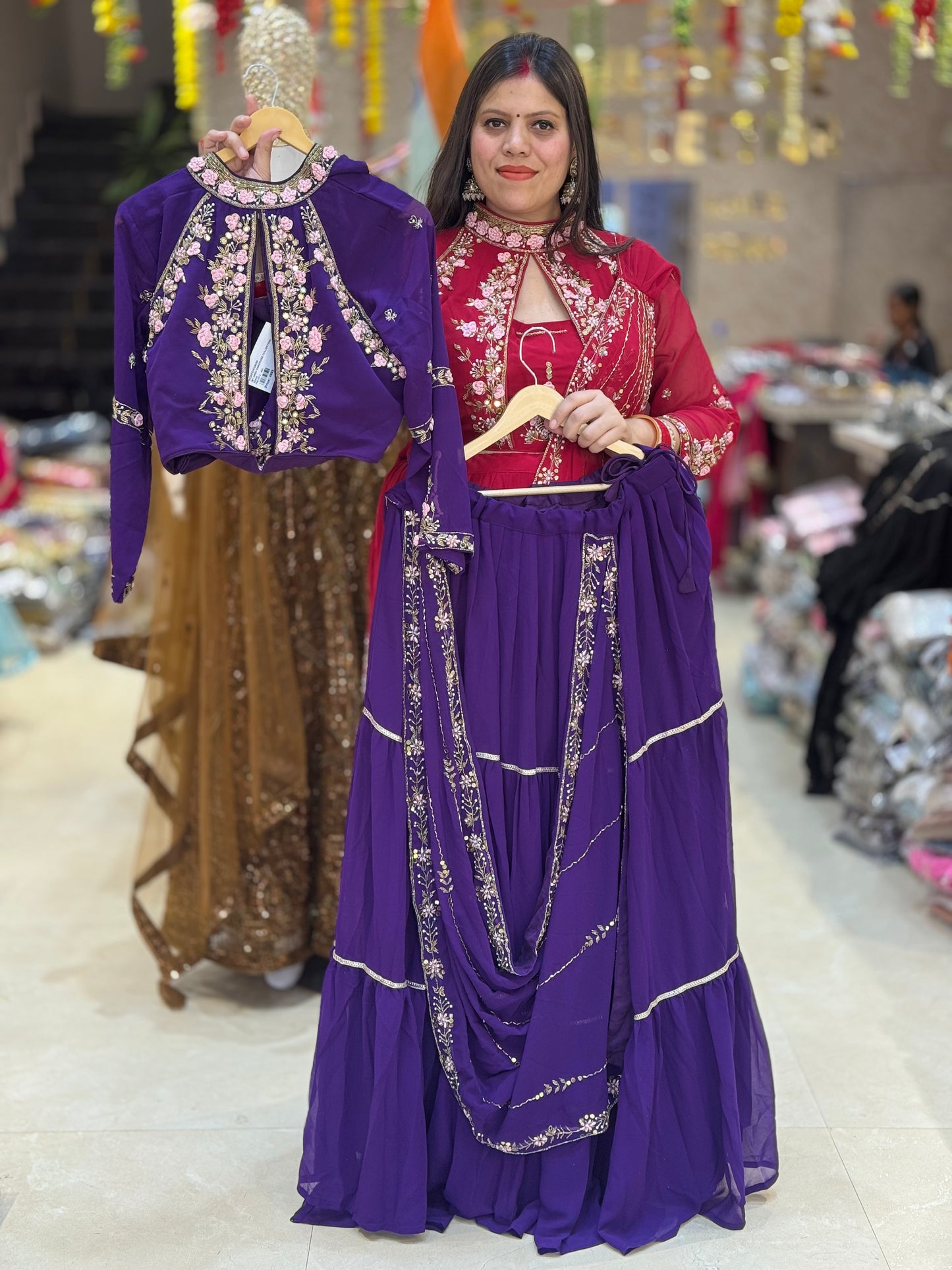 PURE GEORGET BEAUTIFUL LEHNGA SAREE