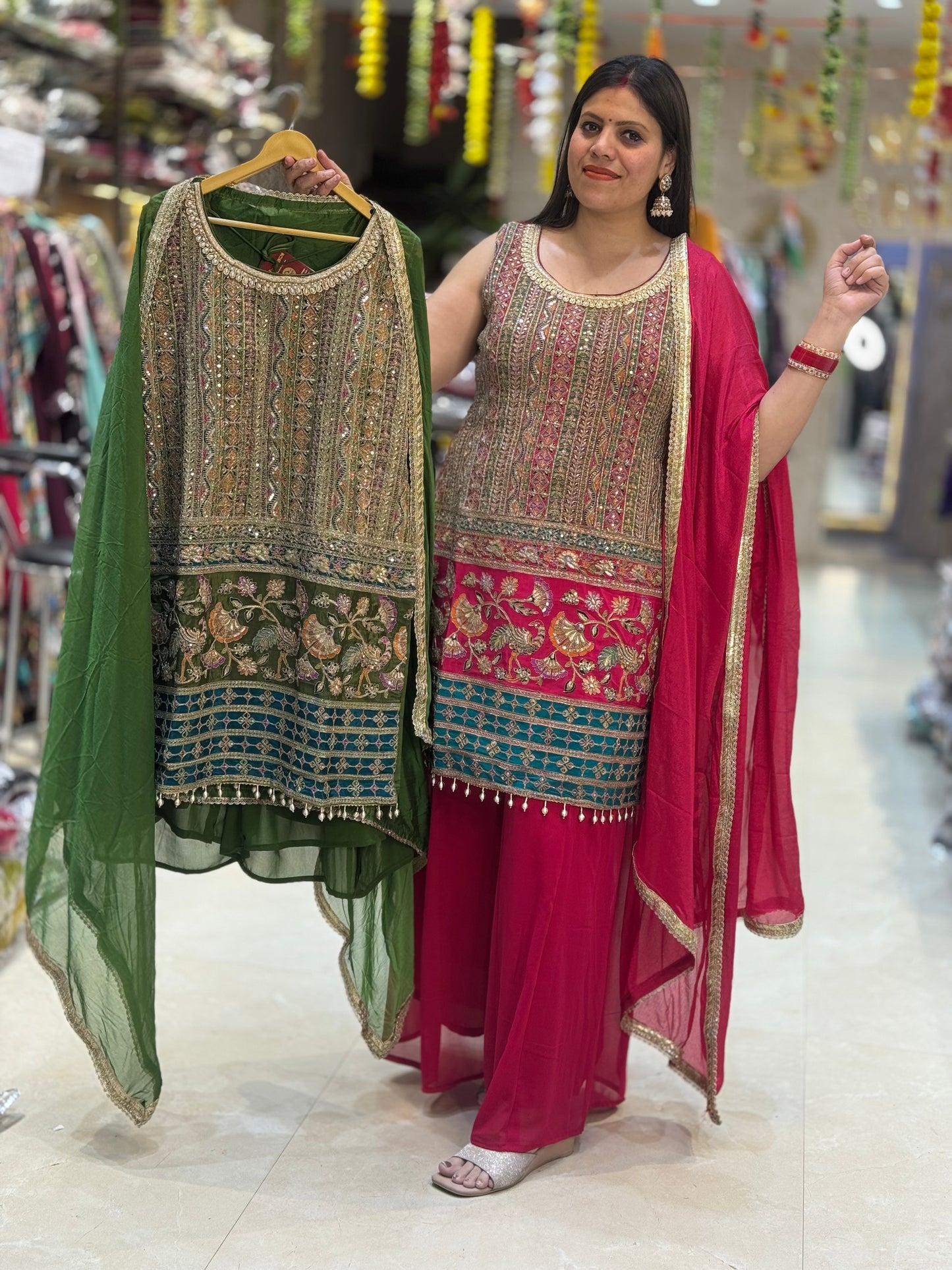 GEORGETE SUIT WITH HAND EMBROIDRY BY INDIPEHNAWA