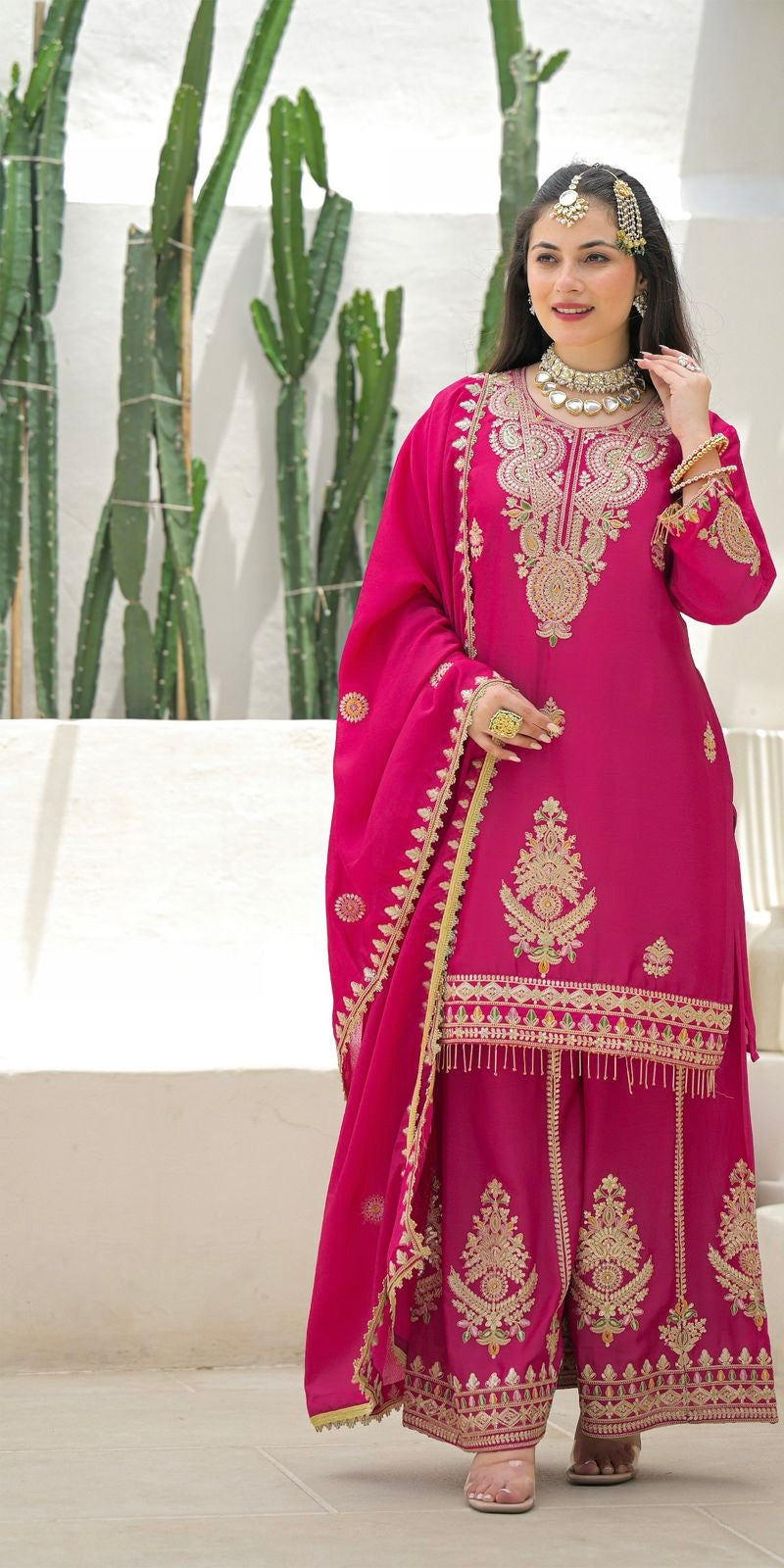 PARTY WEAR CHINON DESIGNER 3 PC JAFFA SUIT