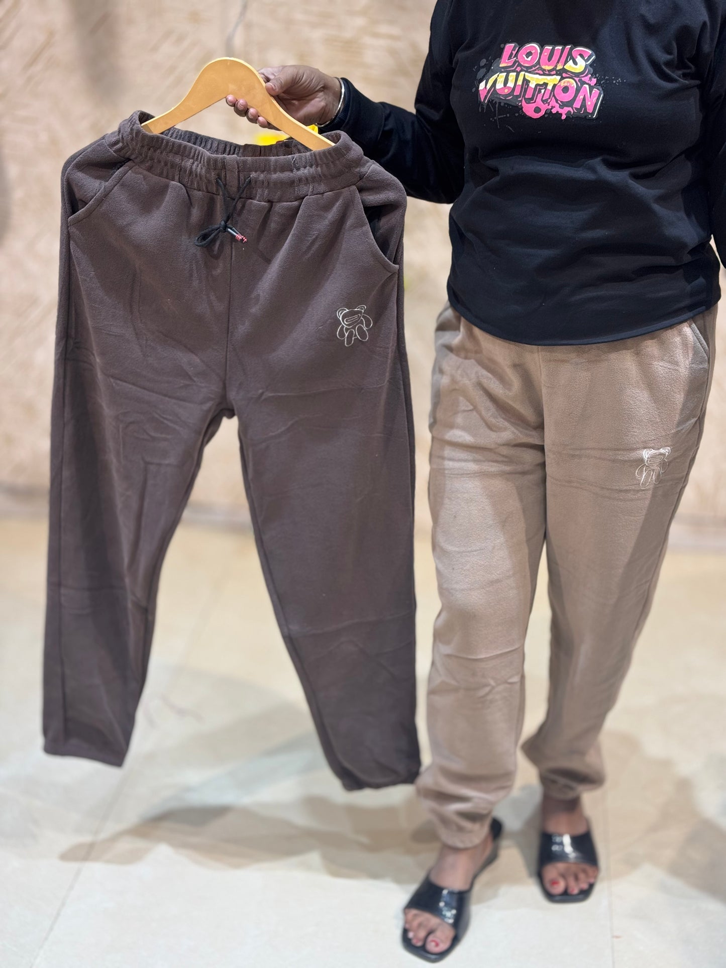 Fleece-Lined Sherpa Winter Pants with Side Pockets