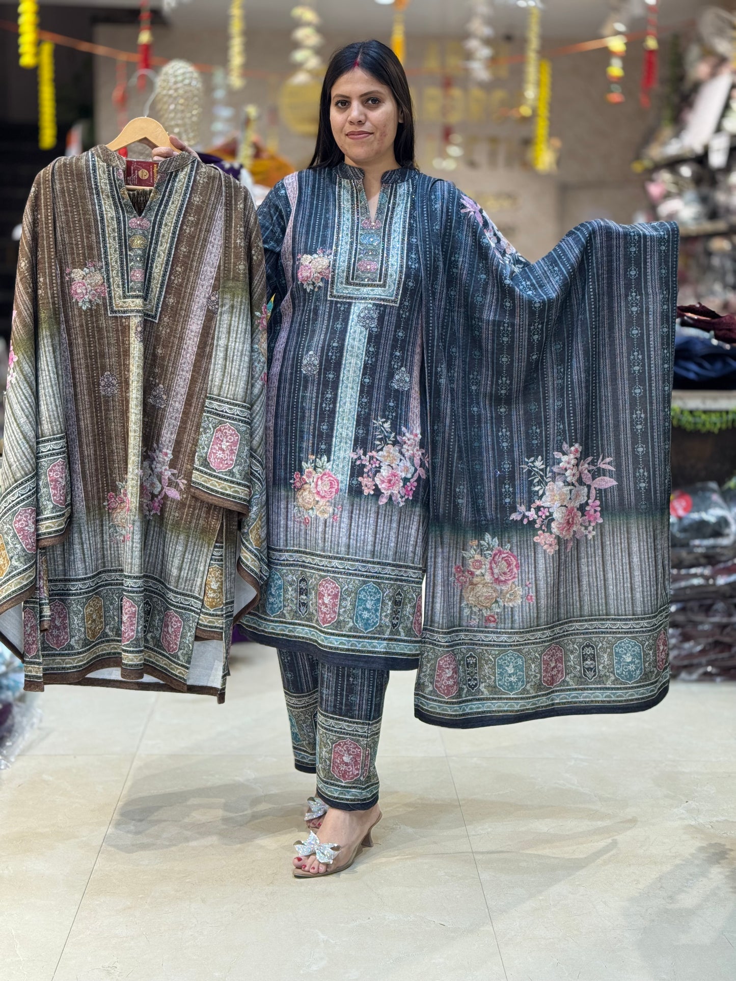 PREMIUM WOOL NECK DESIGN WITH SIRVOSKI 3 PC SUIT