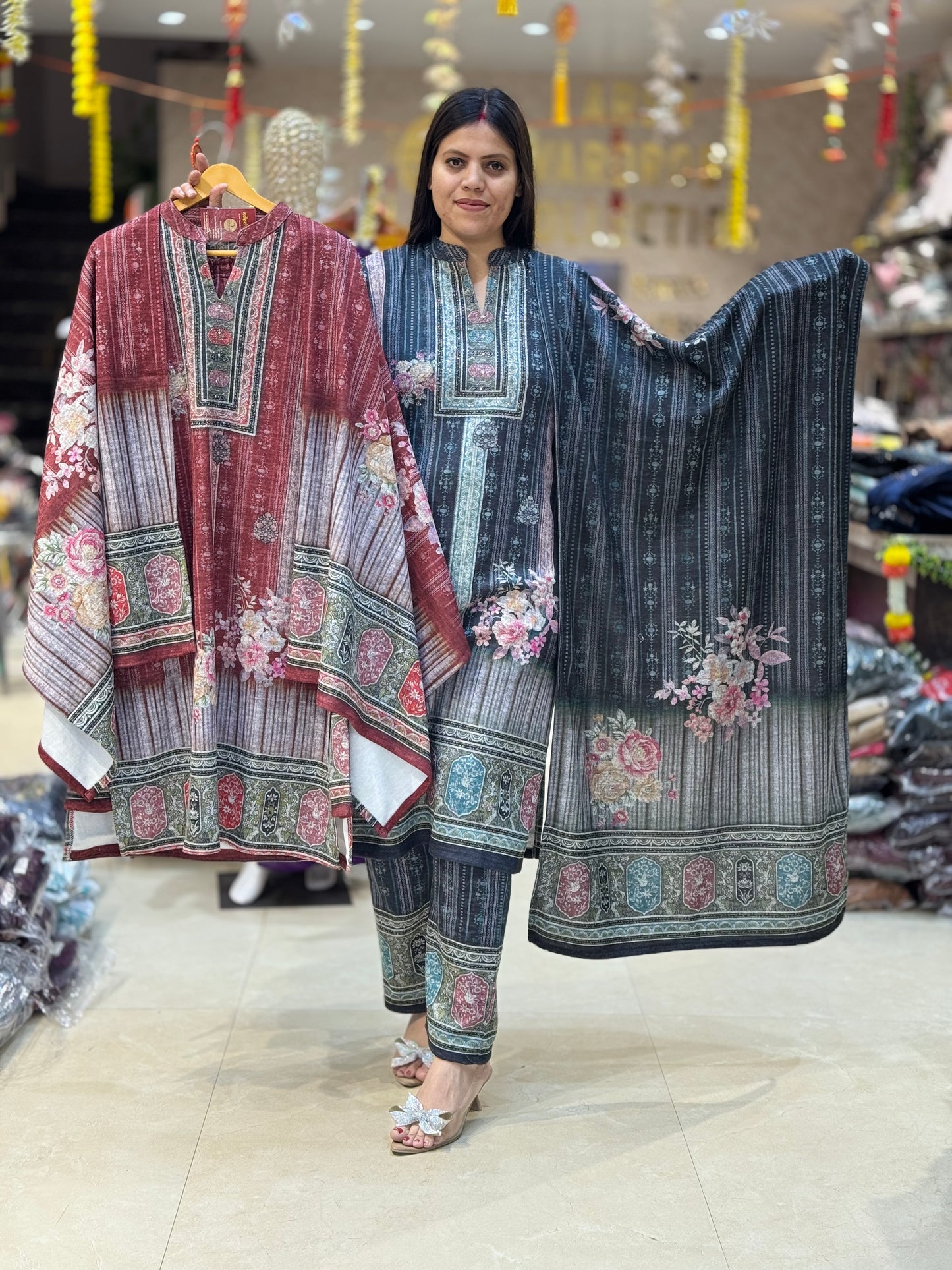 PREMIUM WOOL NECK DESIGN WITH SIRVOSKI 3 PC SUIT