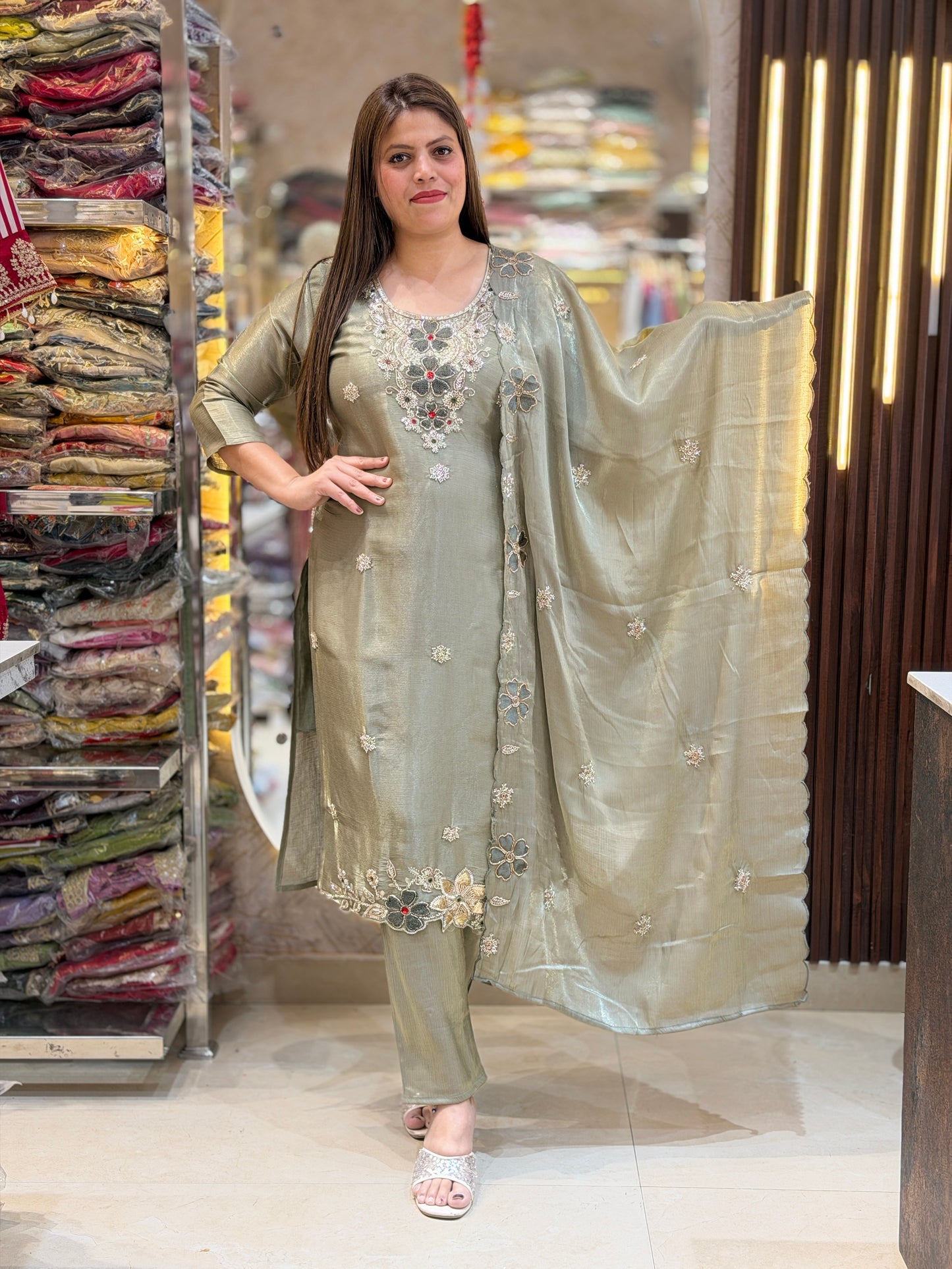GREEN PREMIUM HANDWORK WITH BEAUTIFUL DUPPTA SUIT