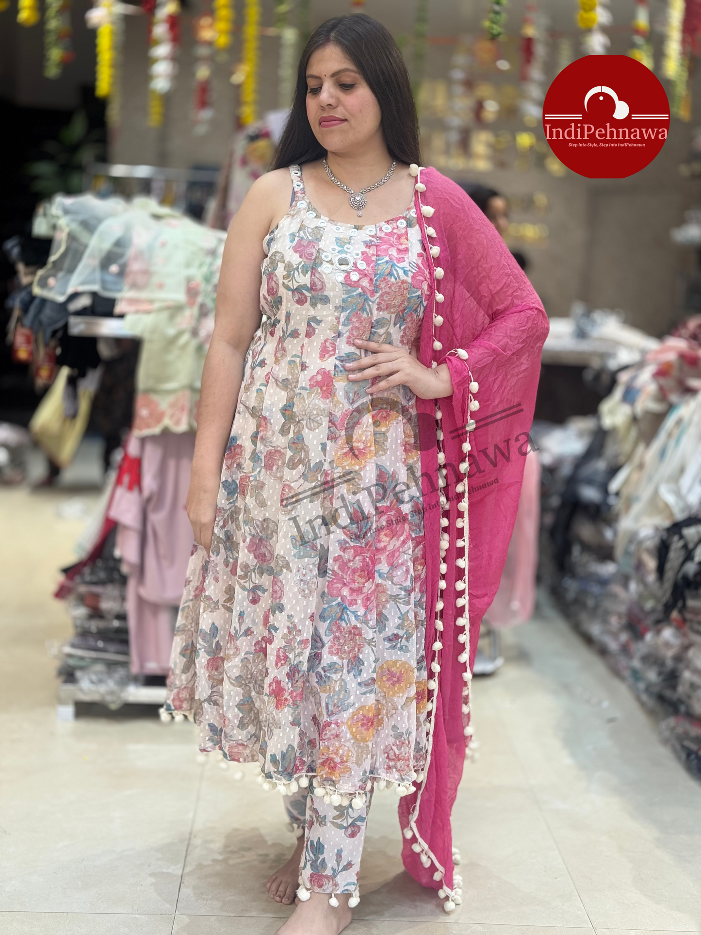 INSTA VIRAL POM POM FLARED ANARKALI IN JALANDHAR PUNJAB