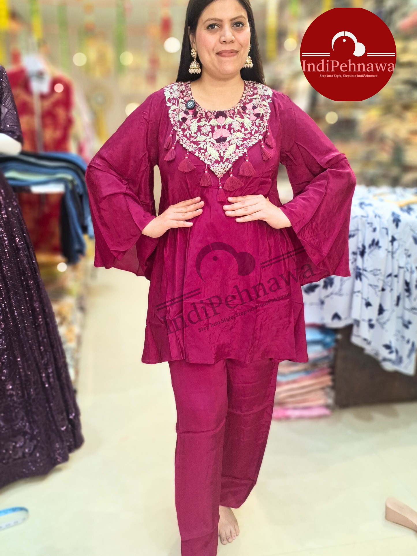 Premium Crepe Mazentta Rani Cordset