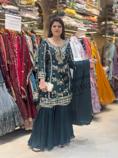 Designer Pakistani Sharara Suit with Intricate Hand Embroidery