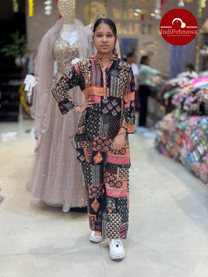 Cotton Black Printed Coord Set – Summer Outfit for Women By IndiPehnawa