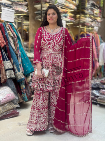 Shimmer & Shine – Mirror Work Peplum Plazo Suits for Every Occasion