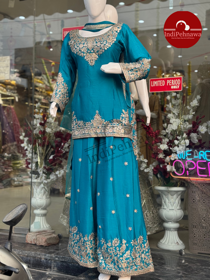 Designer Short Kurti with Jafa Partywear Suit