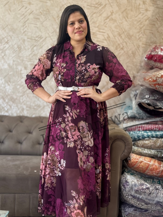 Floral Fantasy Georgette Dress – Lightweight & Breathable