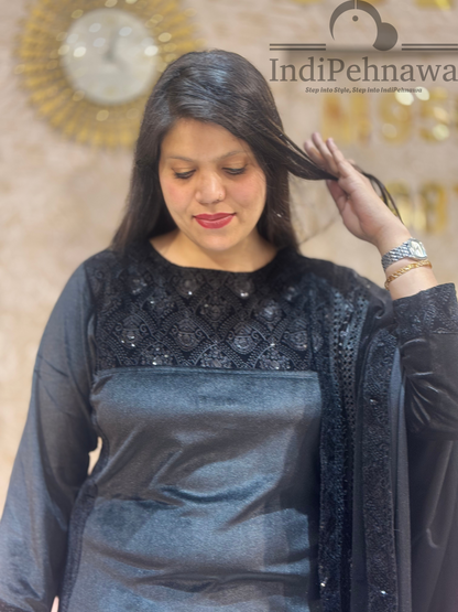 Luxurious Black Velvet Party Suit for Elegant Occasions