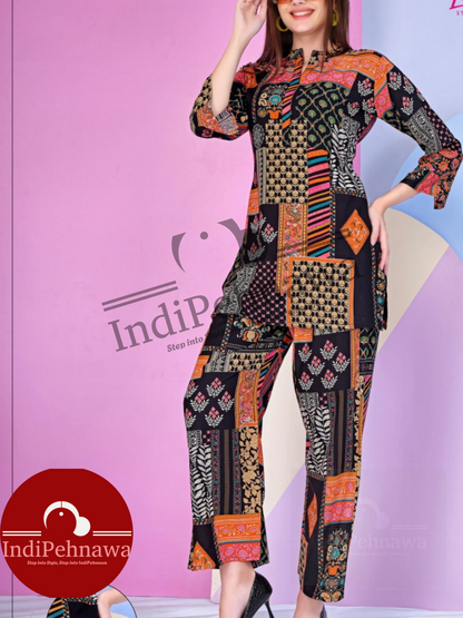 Cotton Black Printed Coord Set – Summer Outfit for Women By IndiPehnawa