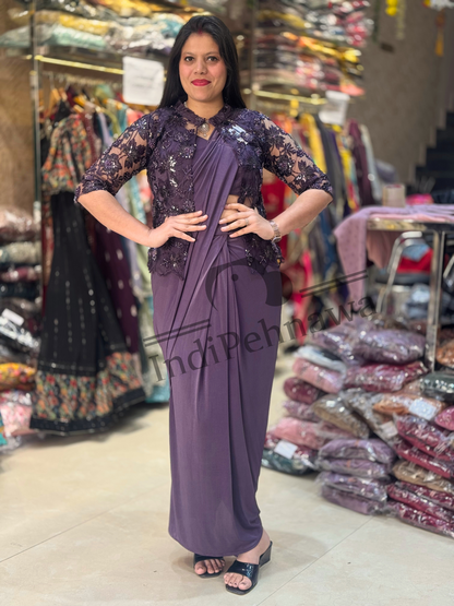 Glamour Redefined: Luxury Saree with Stylish Jacket