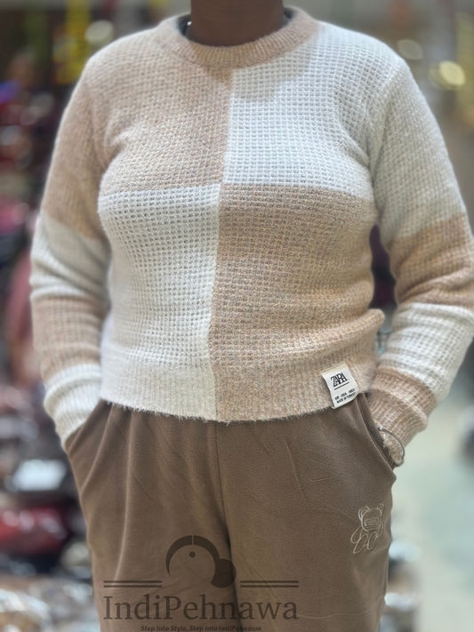 Colorful Women's Woolen Knit Hairwool Top – Cozy & Stylish