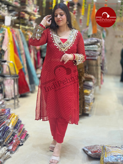 VIRAL 3 PC SET IN GEORGETTE WITH MIRROR WORK