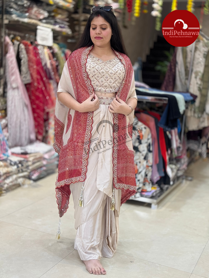 STUNNING 3 PEACE PARTY WEAR DHOTI STYLE DRESS