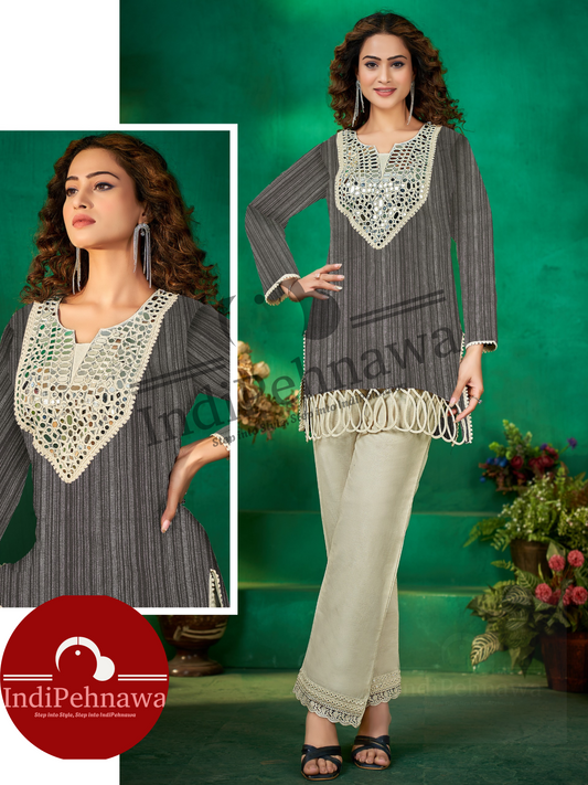 Designer Mirror Neck Work Cordset