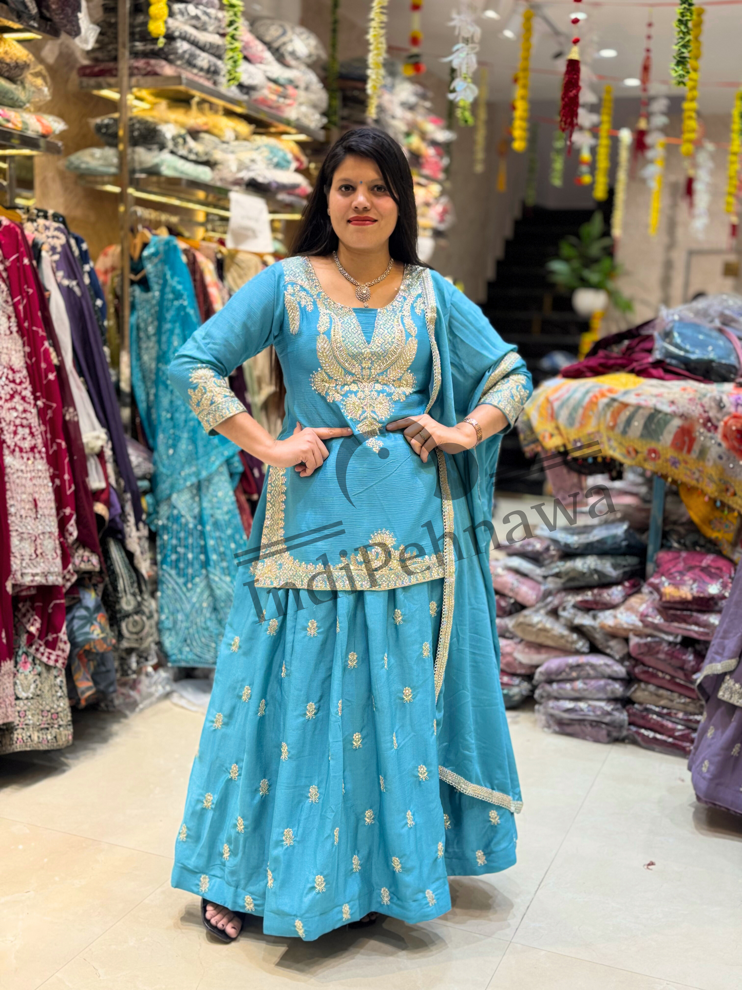 Elegant Pakistani Chinon Lehenga for Weddings & Special Occasions