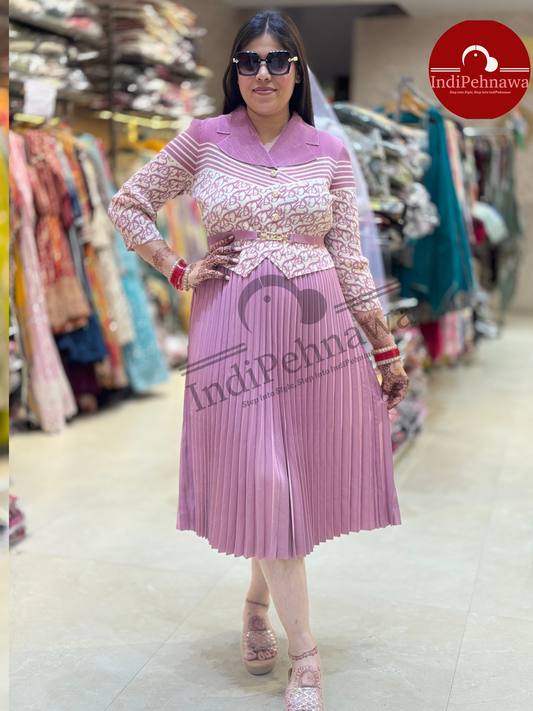 KOREAN DRESS WITH PLATING DESIGN WITH ATTACHED SMART BELT