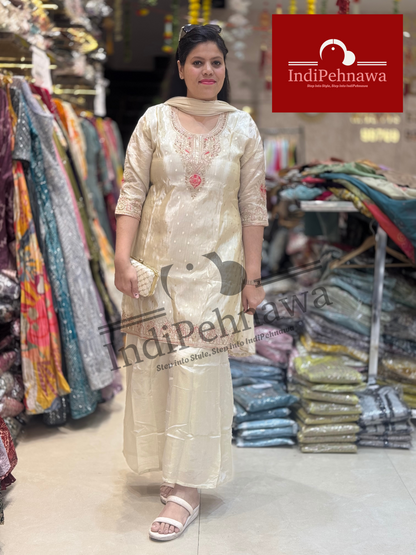Ivory Gold Festive Suit – Traditional Tilla & Thread Embroidery