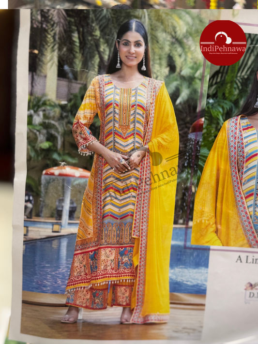 Stylish A-Line Suit with Dupatta – Jawa Cut Designer Ensemble