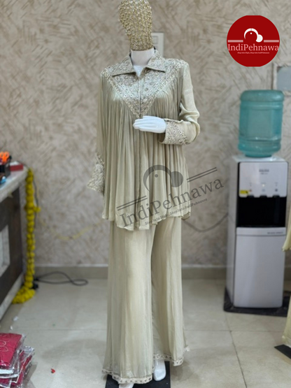 Golden Glow Embroidered Party Co-ord Set