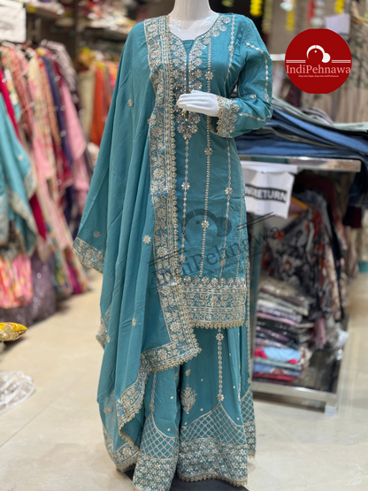 Premium Chinon Suit With Heavy Jafa