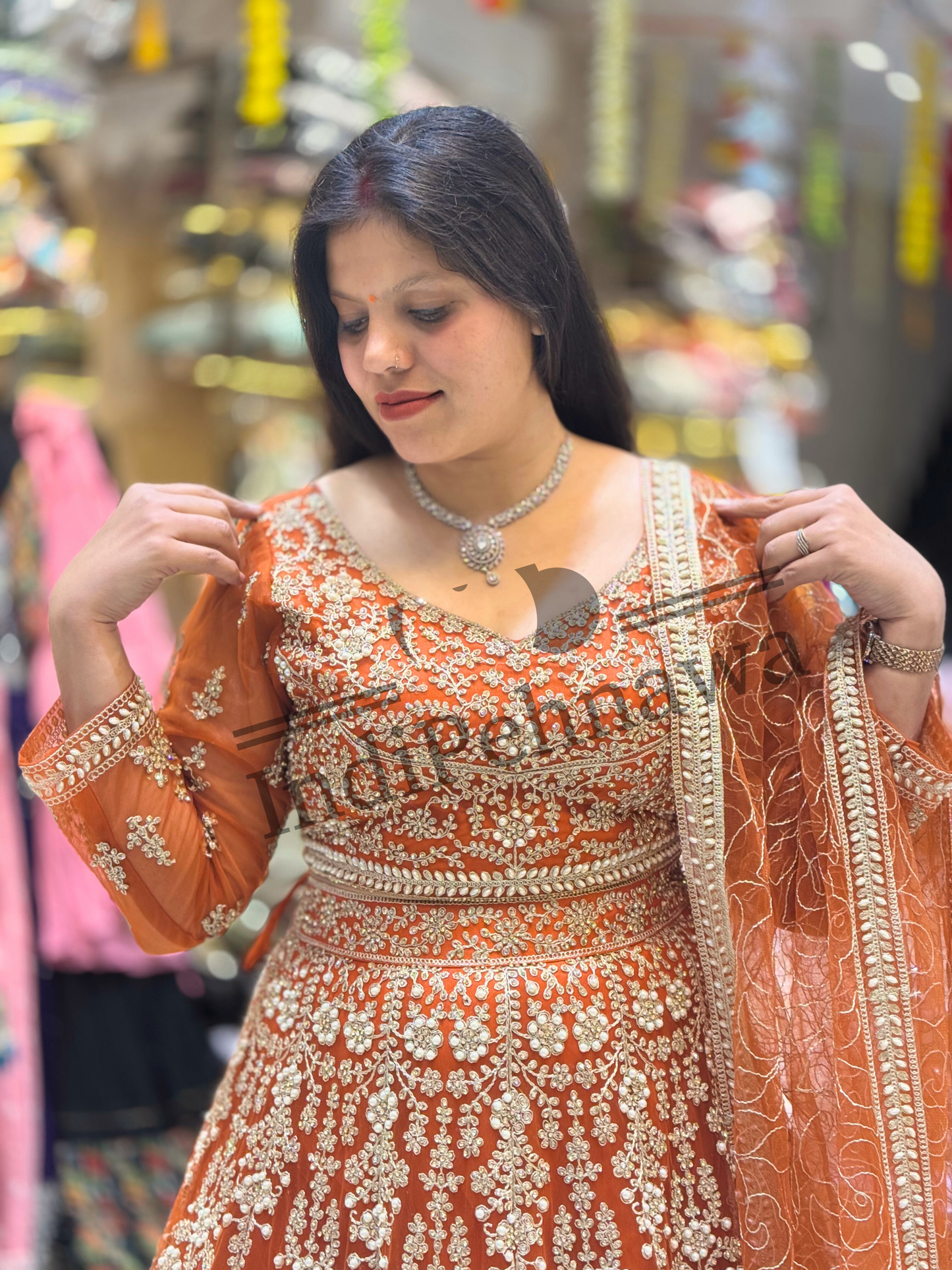 Designer Lehenga with Stunning Pearl, Zari & Tilla Craftsmanship