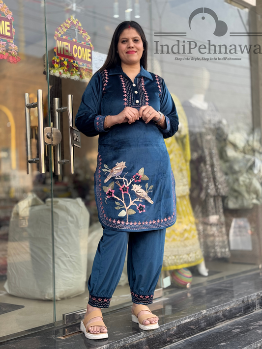 Premium Cotrise Velvet Pathani Cordset – Traditional Elegance Meets Luxurious Comfort