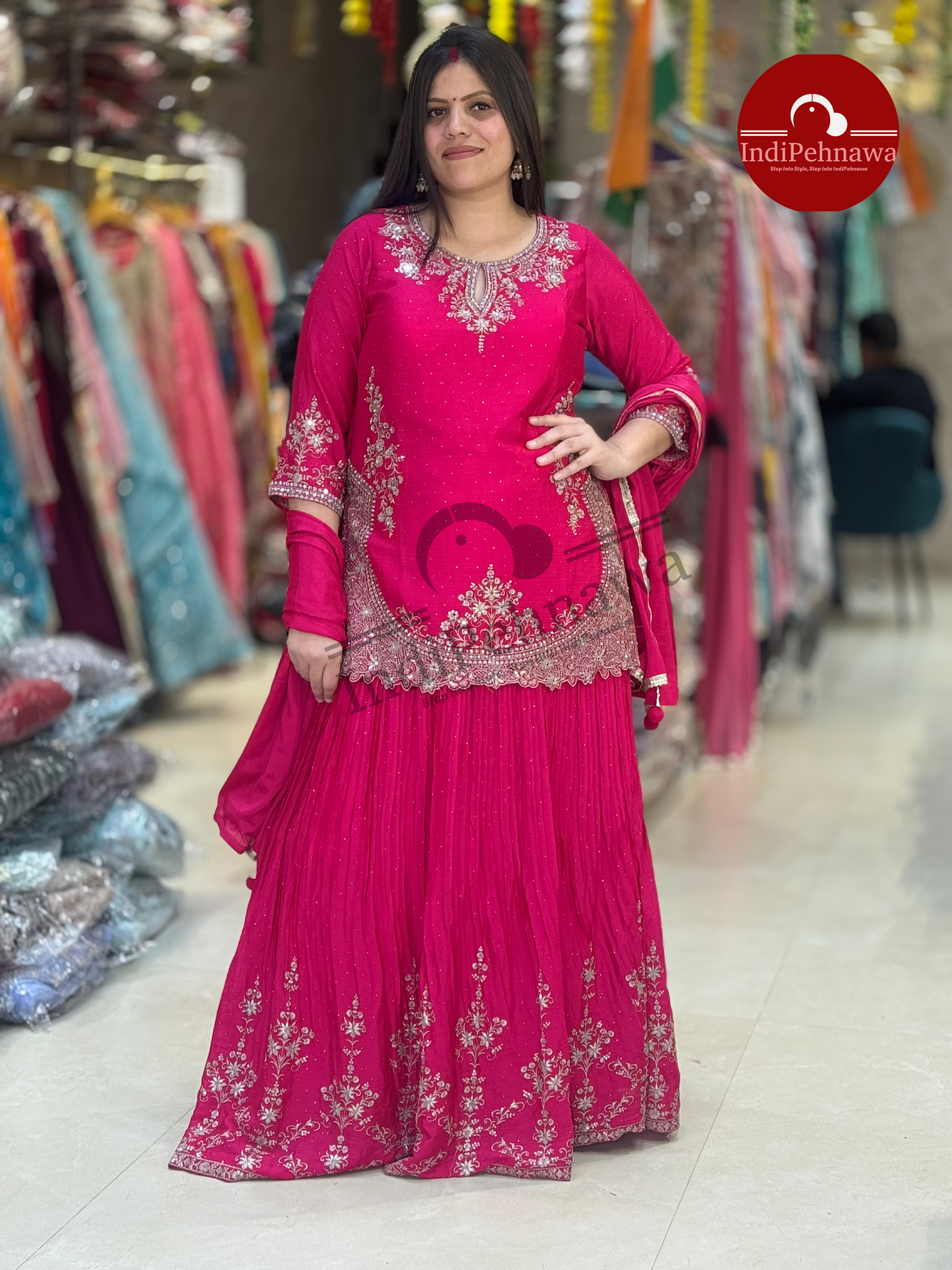 KURTI WITH LEHNGA MUKASH AND PEARL HANDWORK PARTY WEAR