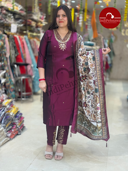 KARWA SPECIAL SUIT IN PURE SILK WITH DESINER DUPATTA