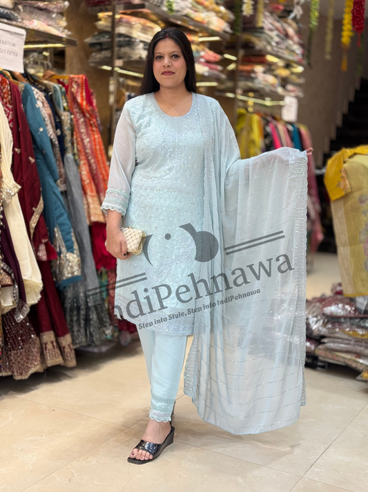 Exquisite Full Thread Work Chiffon Georgette Suits – Indipehnawa