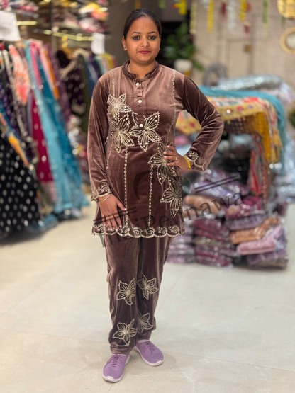 Elegant Women's Co-Ord Set with Intricate Thread & Pearl Work