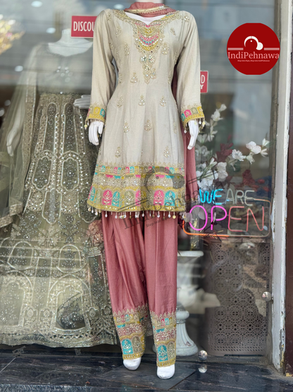 Stone & Lace Embellished Party Suit – Elegant Look for Special Occasions