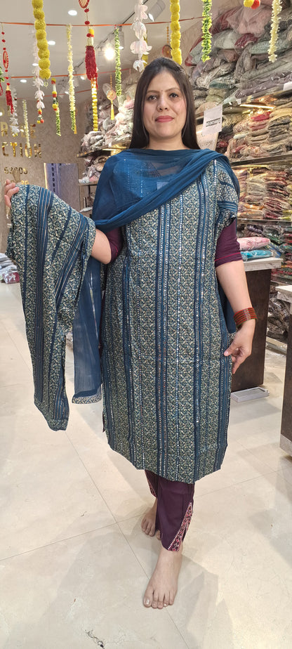 COTTON THREAD WORK SUIT BY INDIPEHNAWA