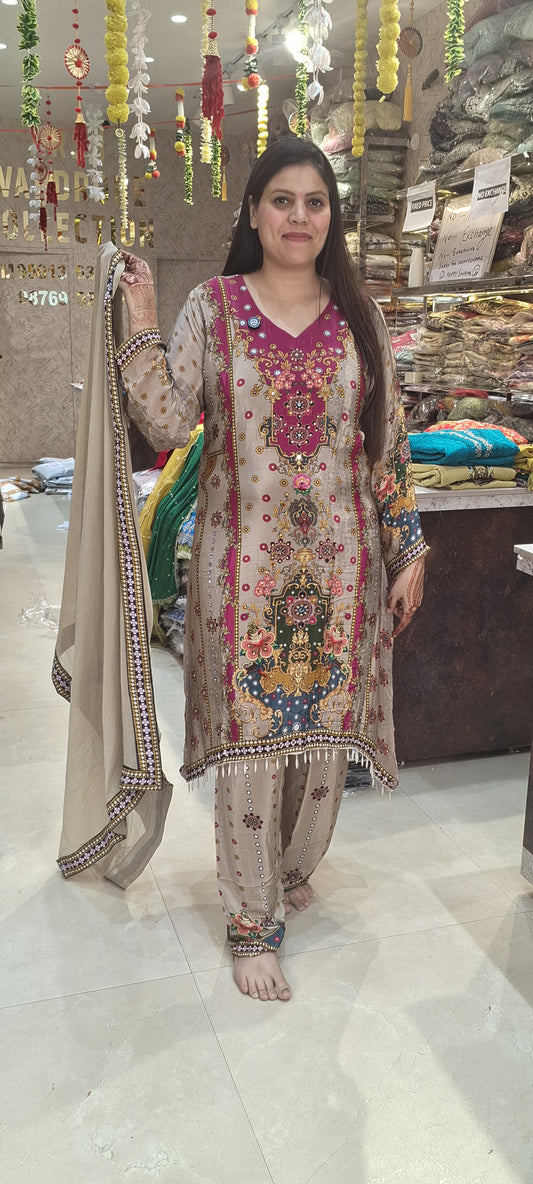 PURE CRAPE MULTI DESIGN SUIT BY INDIPEHNAWA