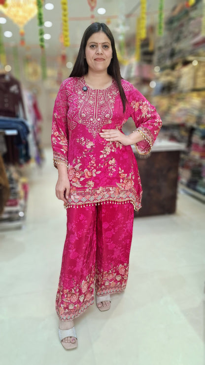 PURE CREPE BEAUTIFUL HOT PINK CORDSET