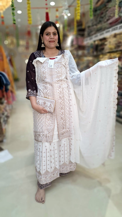 Premium Georget Suit With Maheen Zari  and Stone Work With Premium Clutch