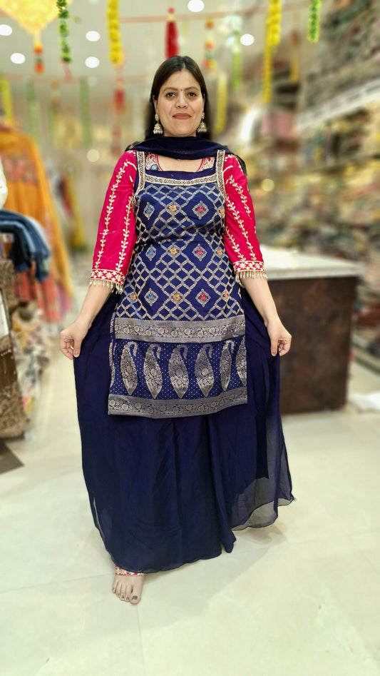KANCHIWARAM 3 PIECE SUIT WITH JAFA STYLE BOTTOM